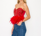Love tube top with sequins