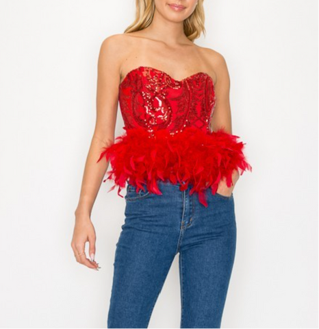 Love tube top with sequins